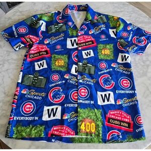 Chicago Cubs Wrigley Field NBC Sports All Over Print Button Down Shirt Blue XL